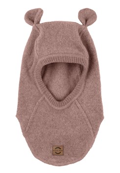 Mikk-Line Baumwollfleece-Vollgesichtsmaske mit Ohren – Burlwood Melange